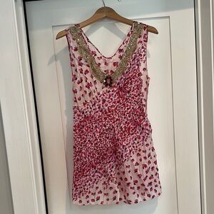 Lili Petrus Express Pink Embellished Sleeveless Top - Made In Italy